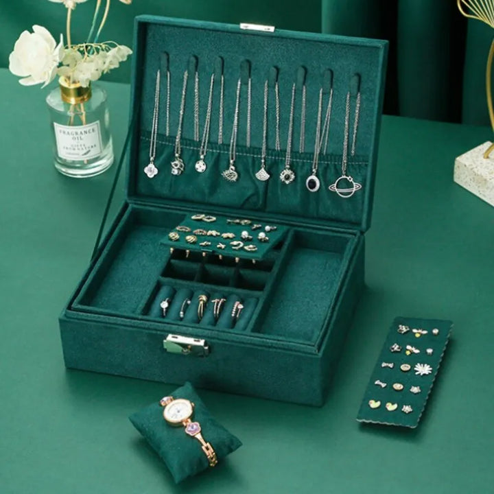 Rosa Samt Uhrenbox & Schmuckschatulle, luxuriöse Geschenkidee für Damen, elegante Aufbewahrung.