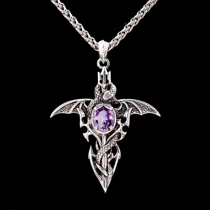Perfektes Geschenk: Gothic Vintage Drachen-Halskette mit Dämonenkristall für Liebhaber mystischen Schmucks.