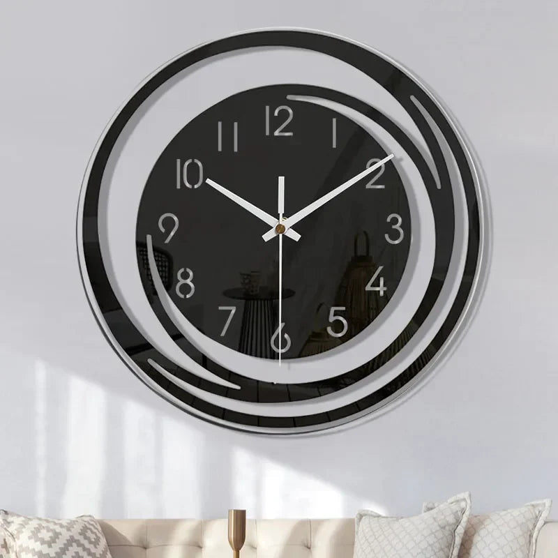 Moderne, minimalistische schwarze Wanduhr, geräuschlos. Perfekt für Wohnzimmer, Schlafzimmer & Büro.