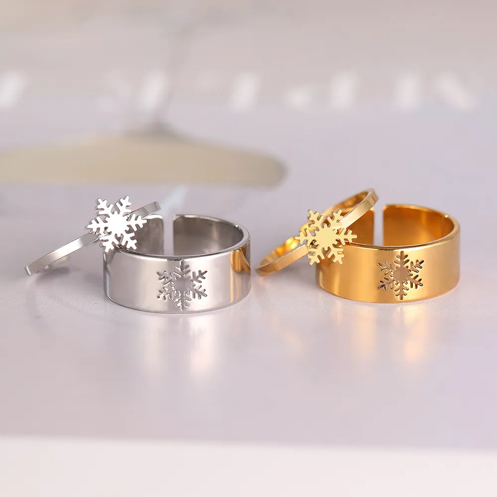 Unisex Schneeflockenring, verstellbar, ideal als Weihnachtsgeschenk oder eleganter Winterschmuck für Paare.