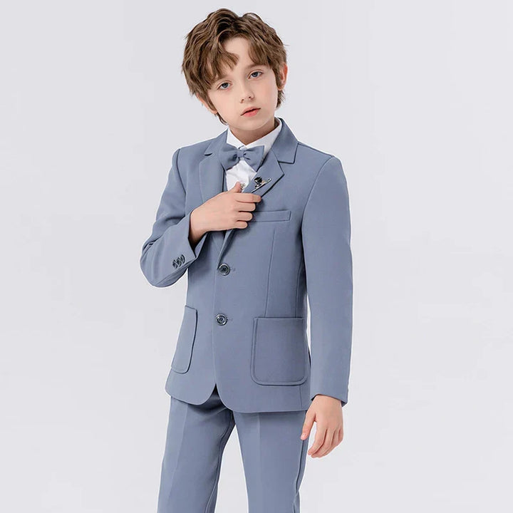 Beige Jungen Smoking Set, 4-teilig, formeller Anzug Kinder für elegante Jugendmode und besondere Anlässe.
