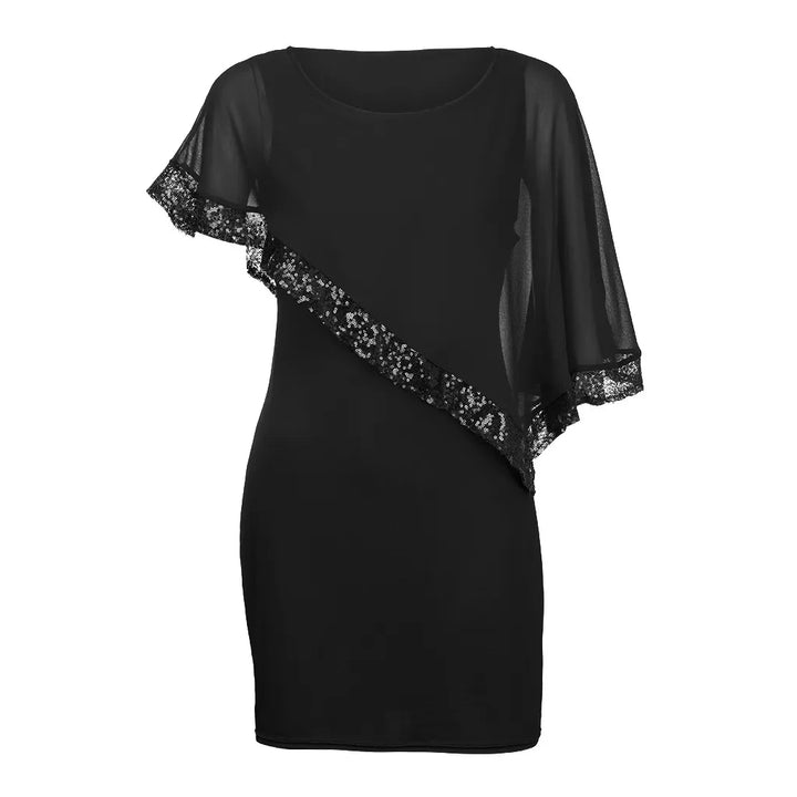 Seitliche Ansicht: Elegantes Paillettenkleid Übergröße, fließender Schnitt, schmeichelhaft für große Größen.