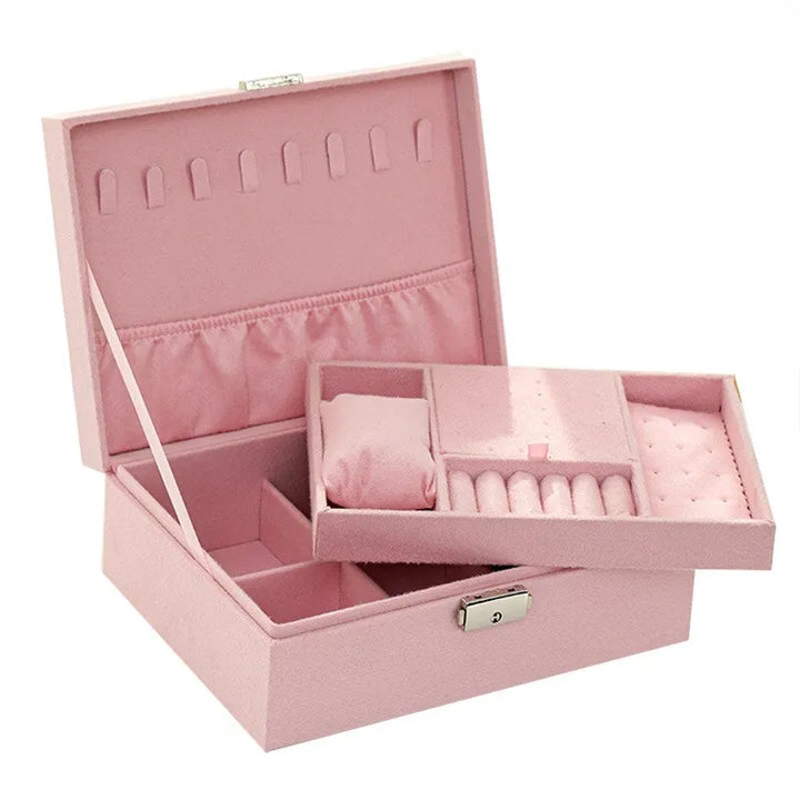 Elegante rosa Samt Schmuckschatulle, luxuriöser Schmuckkasten & Uhrenbox für Damen, Geschenkidee.