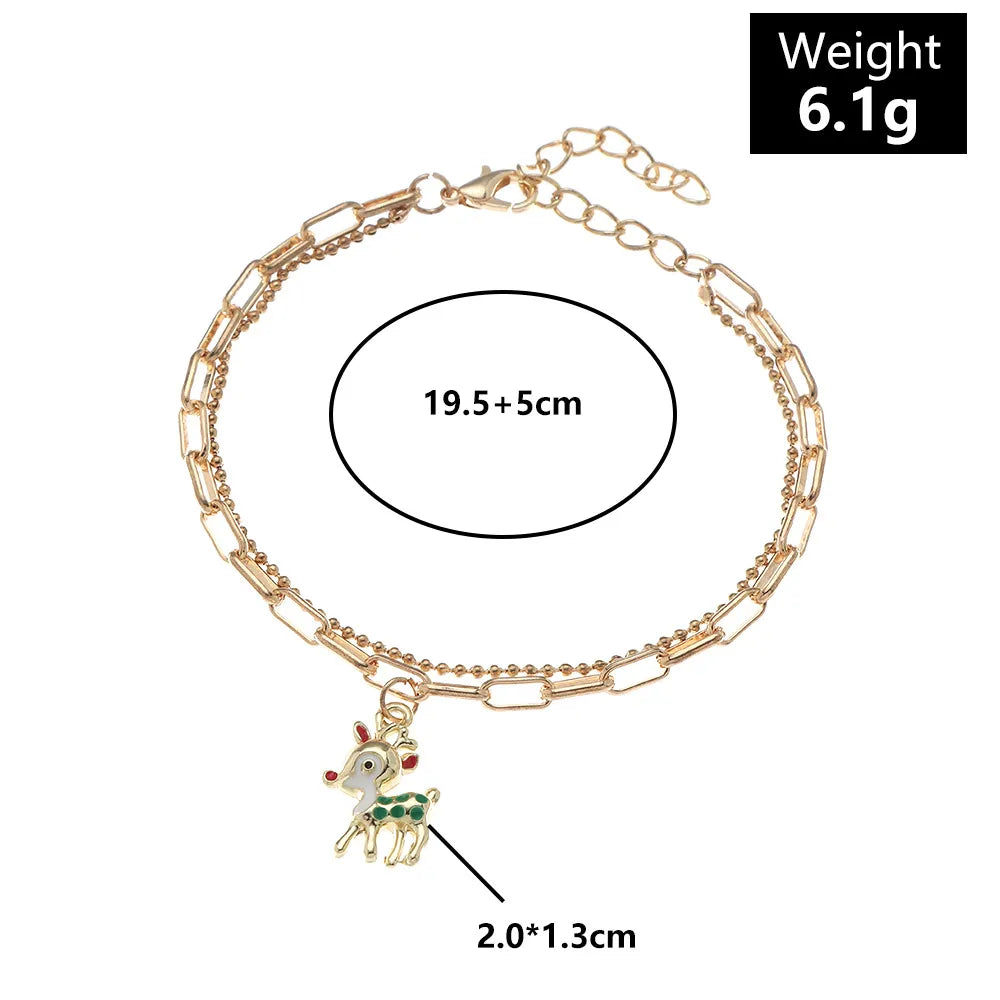 Glitzerndes Damen Winterzauber Armband, festlicher Weihnachtsschmuck mit bunten Anhängern.