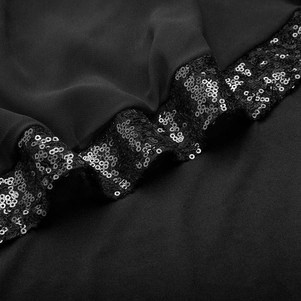 Glamouröses Paillettenkleid Übergröße, langer Schnitt, ideal für einen umwerfenden Auftritt.