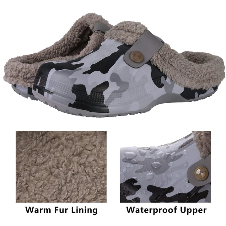 Weich gefütterte Unisex Winter Clogs, kuschelig warm als Hausschuhe im Herbst Winter.