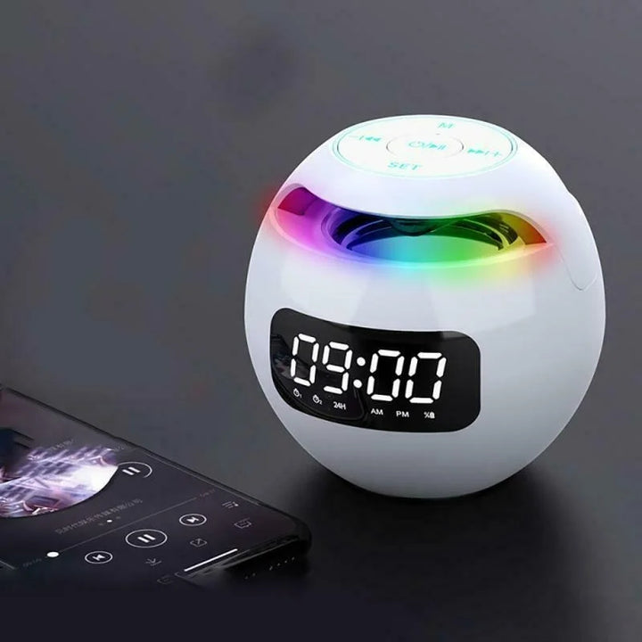 Digitaler Wecker mit Bluetooth Lautsprecher und Musikfunktion, stimmungsvolles Licht für Schlafzimmer & Home Office.
