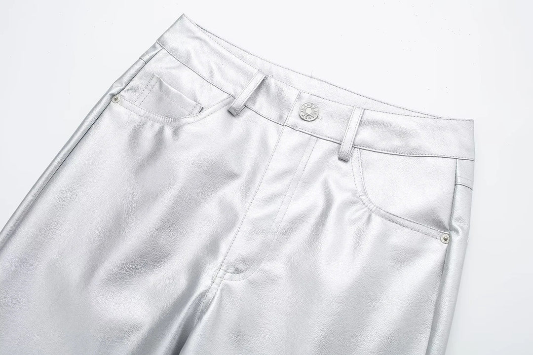 Metallic Hose für Damen: Glänzende Trendhose, perfekt als festliche Hose für glamouröse Auftritte.