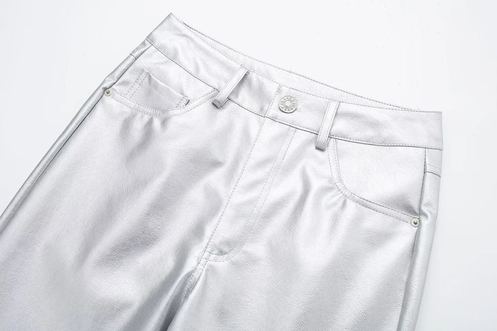 Metallic Hose für Damen: Glänzende Trendhose, perfekt als festliche Hose für glamouröse Auftritte.