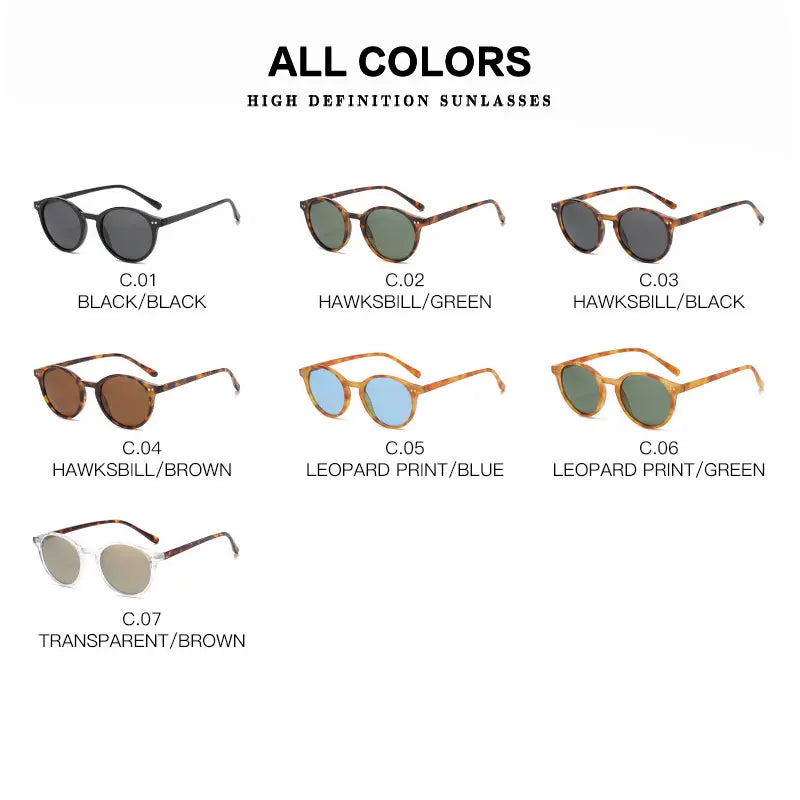 Blendfreie, runde Retro-Sonnenbrille für Damen und Herren, bietet optimalen UV-Schutz.