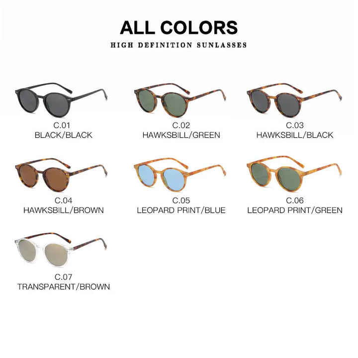 Blendfreie, runde Retro-Sonnenbrille für Damen und Herren, bietet optimalen UV-Schutz.