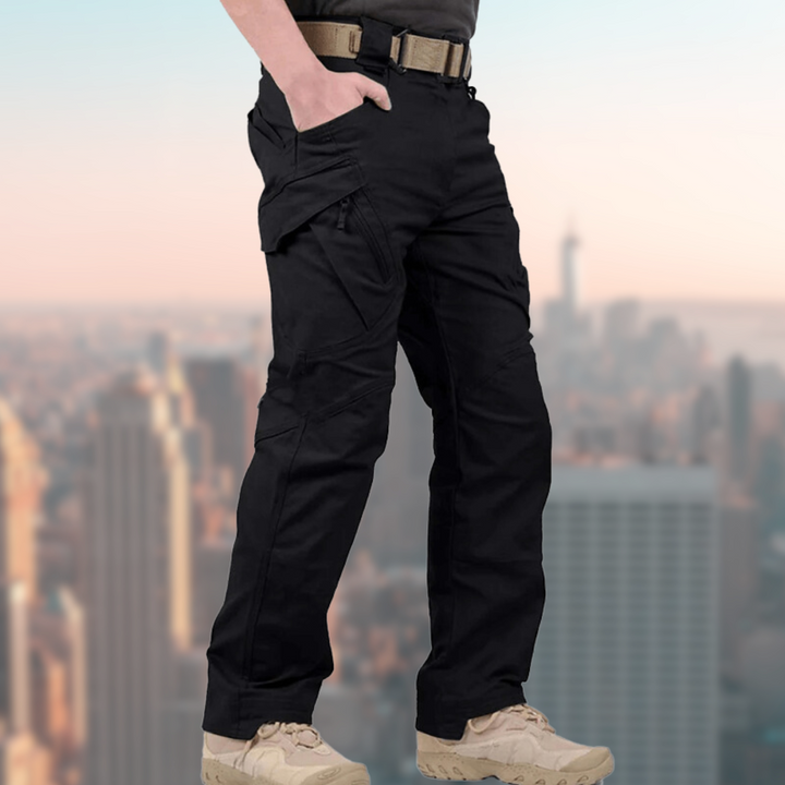 Taktische Herrenhose, wasserdicht & robust, mit elastischem Bund & Cargo-Taschen, perfekt für Outdoor-Sport.