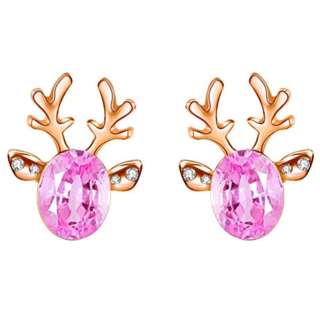 Modische Damen-Ohrstecker: Weihnachtliches Rentier-Design mit funkelnden Glitzersteinen. Ideal für Winterfeste.