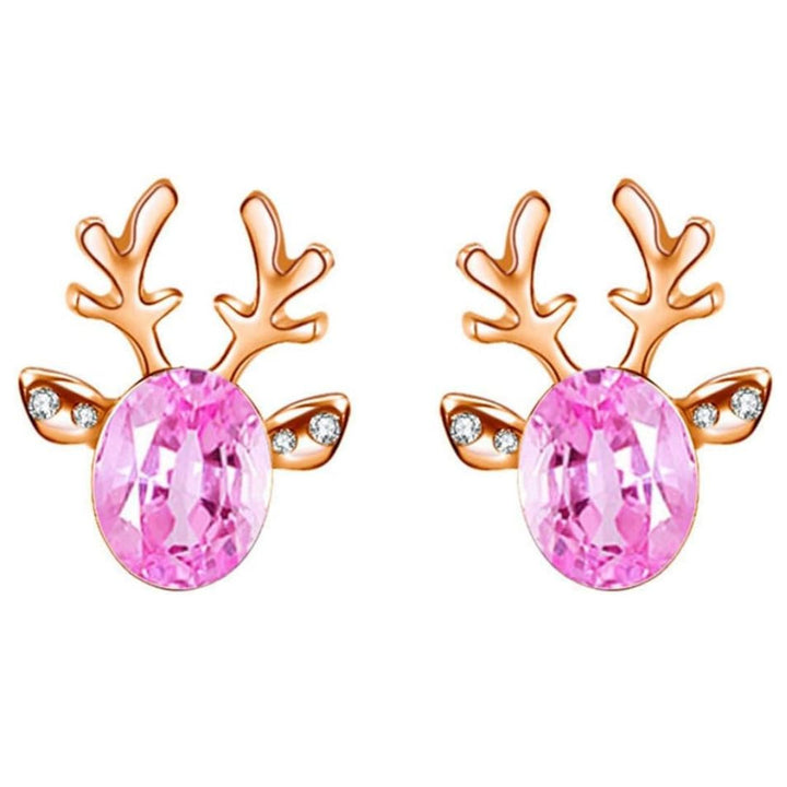 Modische Damen-Ohrstecker: Weihnachtliches Rentier-Design mit funkelnden Glitzersteinen. Ideal für Winterfeste.