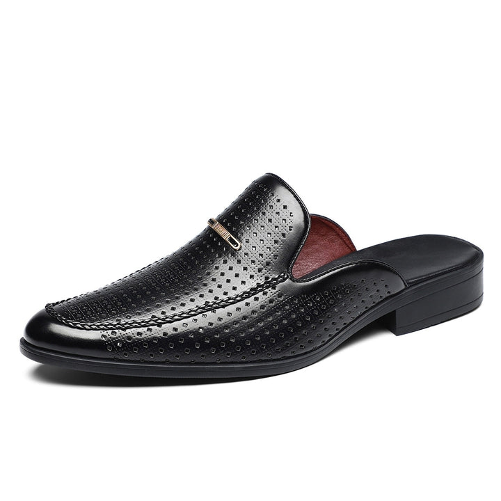 Stilvolle Herren Mule Sandalen mit goldenem Detail. Elegante & atmungsaktive Sommerschuhe für Herren, sehr bequem.