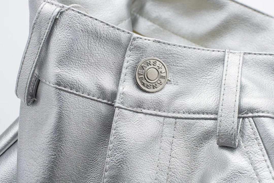 Festliche Damen Metallic Hose, weiter Schnitt. Die glamouröse Frauenhose für Herbst- & Wintermode.
