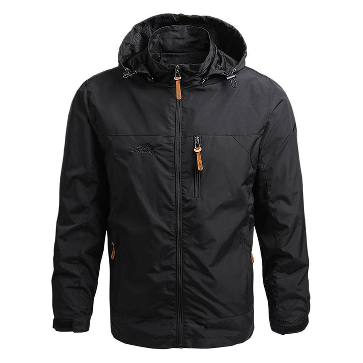 Herren Outdoorjacke mit Kapuze, robust & wasserabweisend. Perfekt als Windbreaker & Wanderjacke für Herbst.