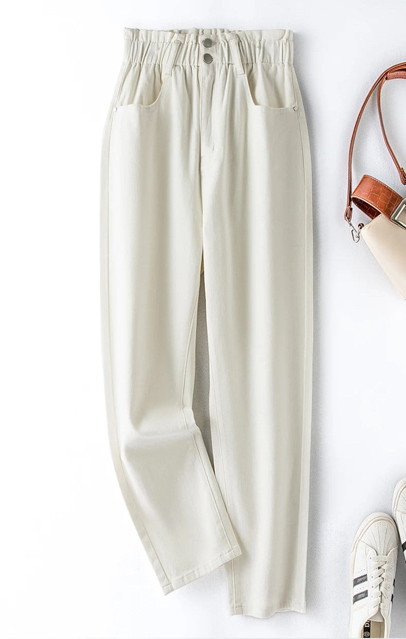 Hellblaue Plus Size Stretchhose für Frauen, High-Waist Schnitt, ideal für Freizeit.