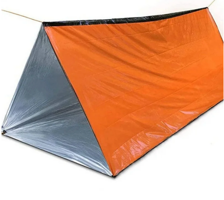 Wärmereflektierendes 2-Personen-Notzelt für Kälteschutz im Winter. Leichtgewicht & wasserdicht für Überlebenstouren.