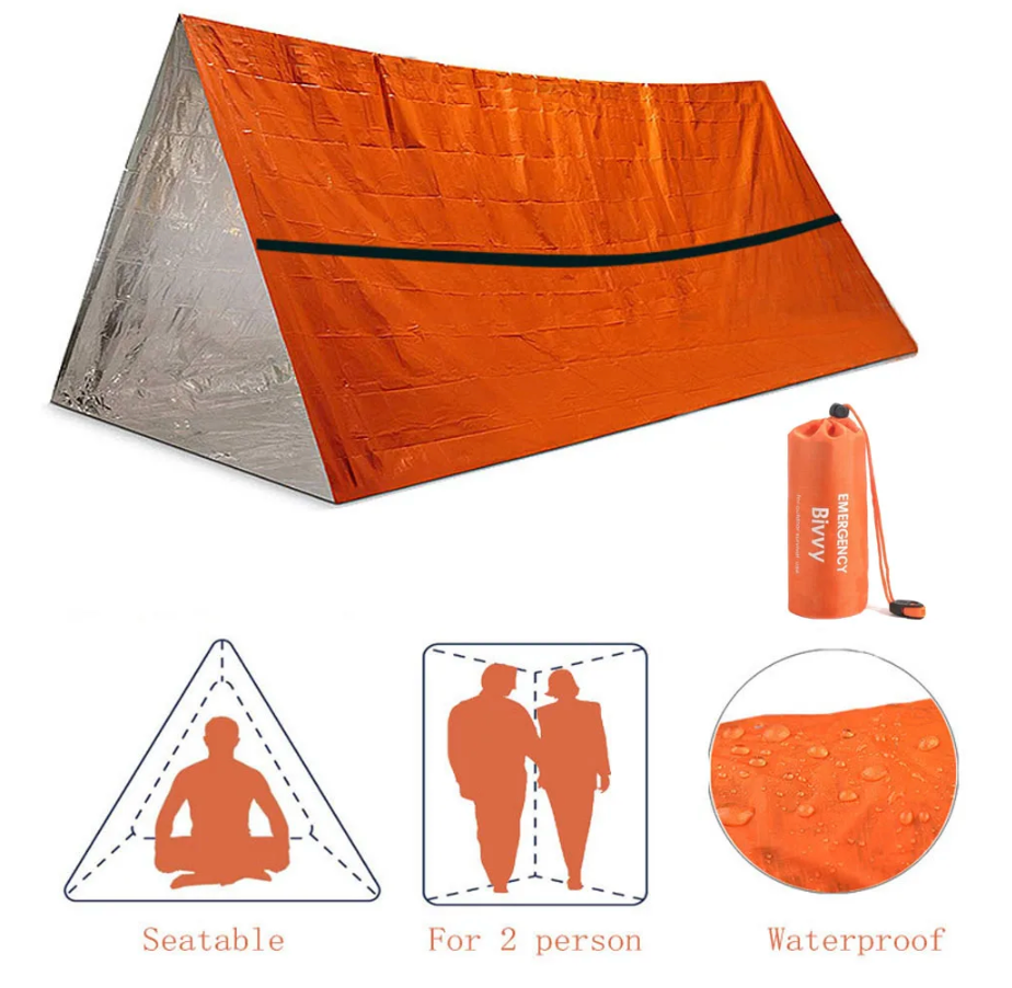 Kompaktes Leichtgewicht-Survivalzelt für 2 Personen. Ideal zum Wandern, Camping & als Notfallausrüstung im Outdoor-Bereich.