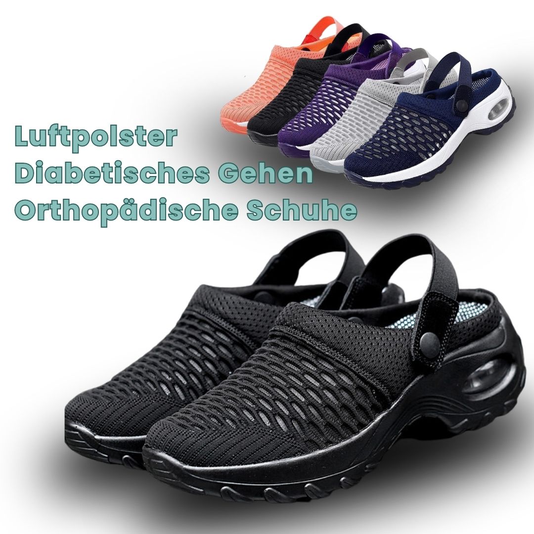 Elegante Damen Gesundheitsschuhe, Slip-On, mit Luftkissen für Dämpfung & breiter Zehenbox.