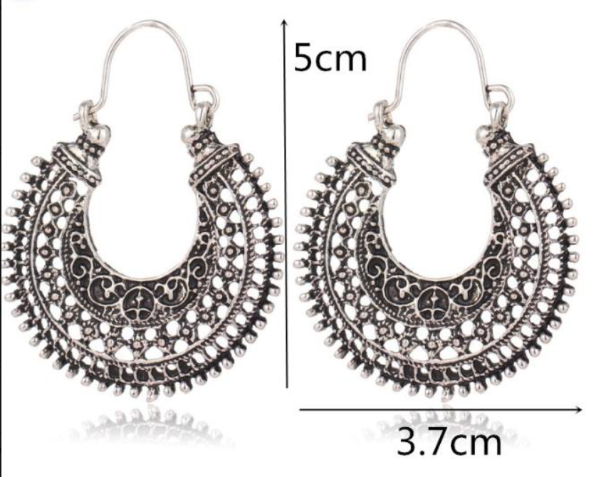 Exquisite tibetische Damenohrringe aus 925er Sterlingsilber, filigran, Vintage-Boho-Ethno-Schmuck.