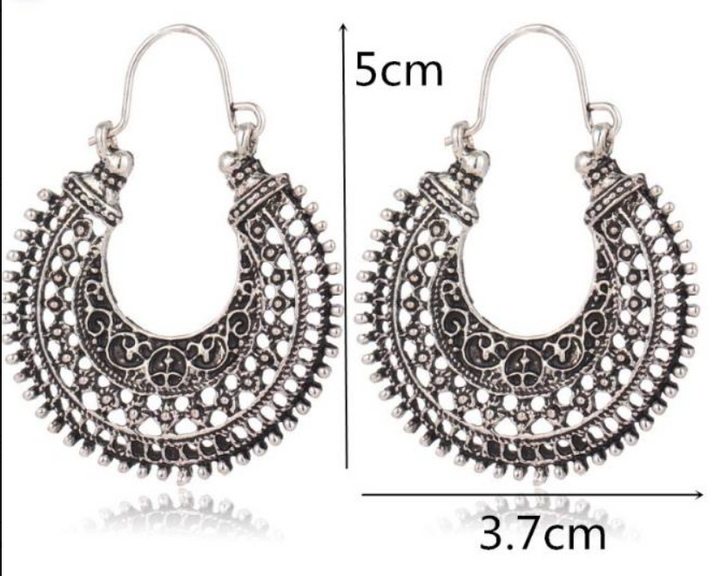 Exquisite tibetische Damenohrringe aus 925er Sterlingsilber, filigran, Vintage-Boho-Ethno-Schmuck.