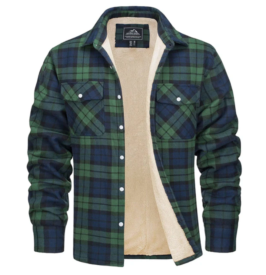 Robuste Outdoor Flanelljacke für Herren, kariert, bietet Wärme und lässigen Stil.