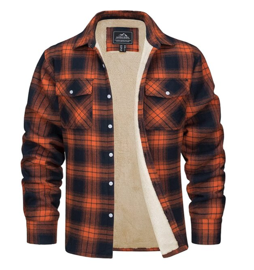 Karierte Herren Flanelljacke, warm und stilvoll, perfekt für Wintermode und Outdoor.