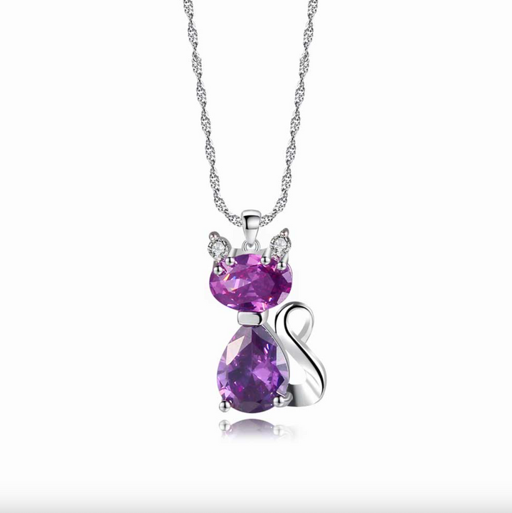 Eleganter Damen Kristall-Anhänger aus Silber mit funkelnden Zirkonia-Steinen. Modische Halskette für Frauen.