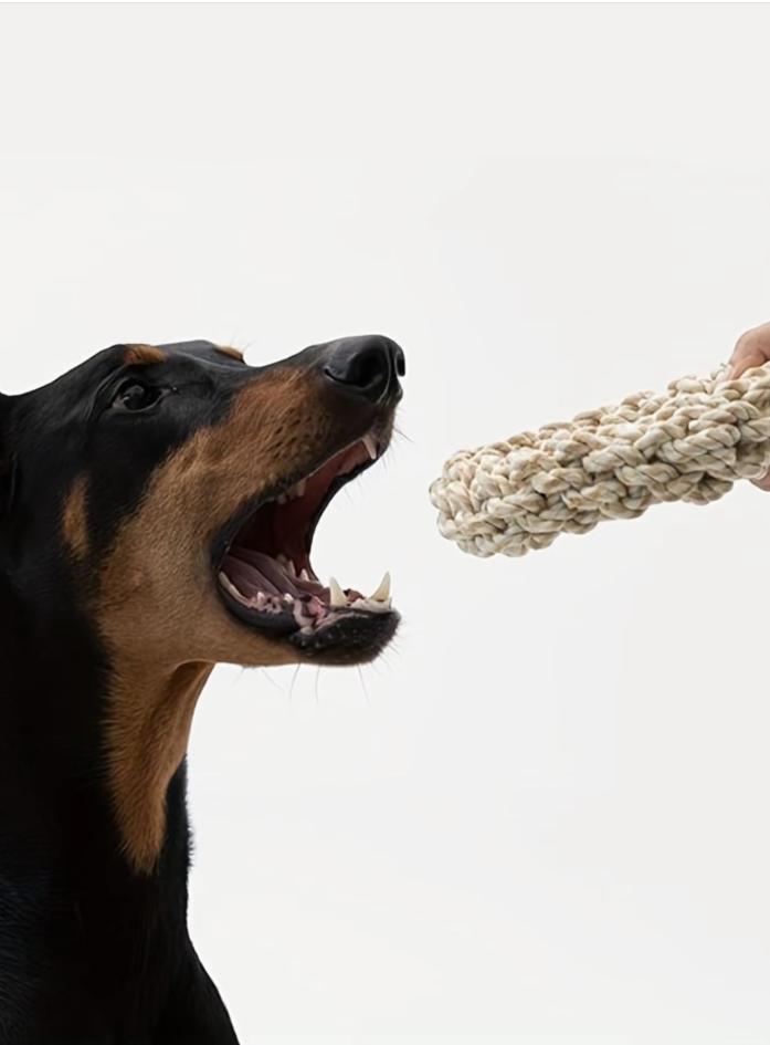 Interaktives Kauspielzeug für Hunde: Robuster Baumwollseil Kauring zur Zahnpflege & gesundem Zahnfleisch.