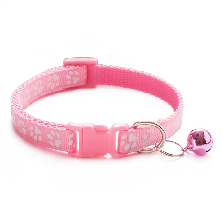 Katzenhalsband mit Sicherheits-Schnellverschluss, verstellbar und ausgestattet mit einer Glocke zur Ortung.
