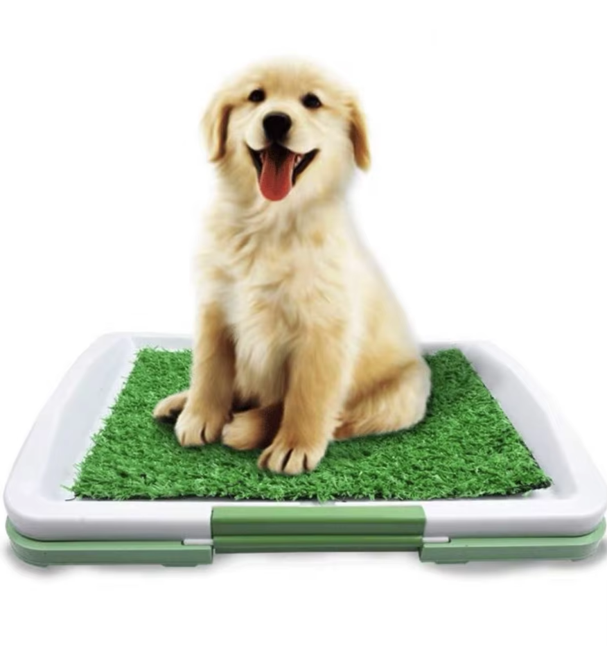 Robuste Hundetoilette mit Kunstrasen. Ideal für Stubensauberkeit drinnen & draußen, auch fürs Welpentraining.