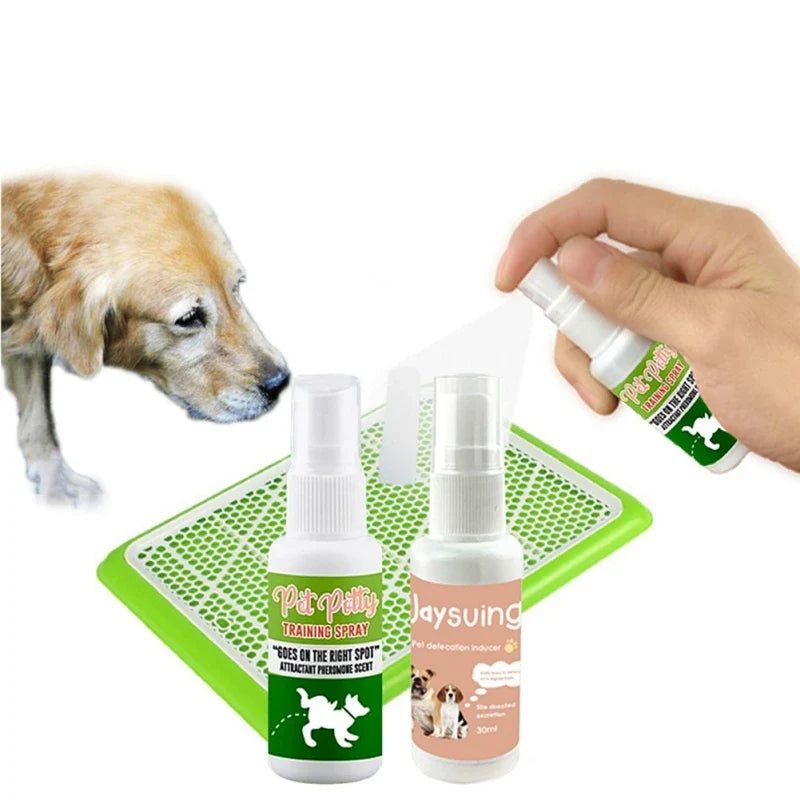 Effektives Hundetraining Spray für Sauberkeitserziehung. Hilft Welpen und Hunden stubenrein zu werden. Trainingshilfe.