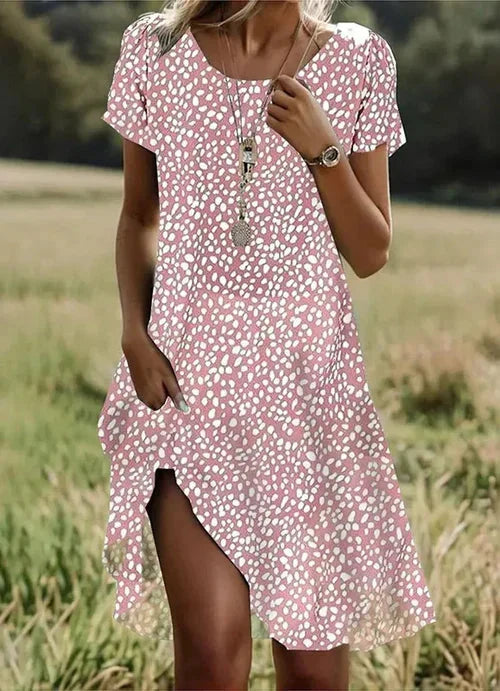 Vielseitiges Damen Midi-Kleid mit Blumenmuster. Sommer-, Freizeit- oder Alltagskleid, bequem & stylish.