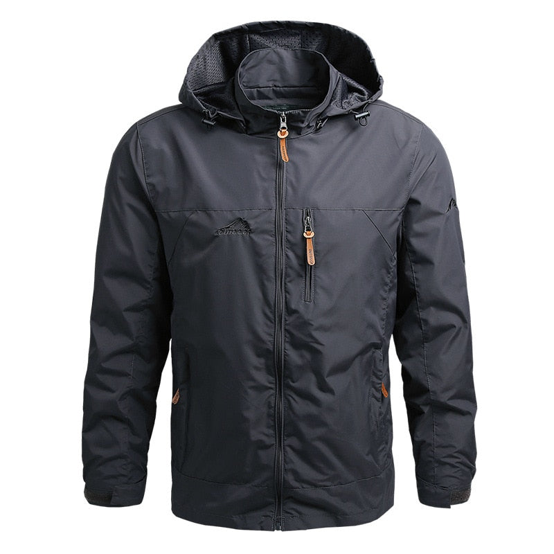 Vielseitige Herren Übergangsjacke mit Kapuze. Robuster Windbreaker, wasserabweisend für Outdoor & Herbst.