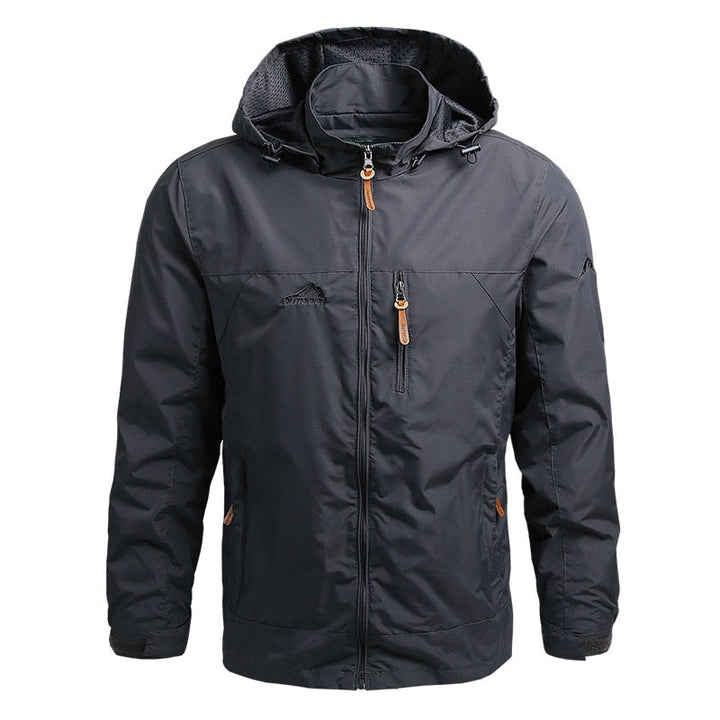Vielseitige Herren Übergangsjacke mit Kapuze. Robuster Windbreaker, wasserabweisend für Outdoor & Herbst.
