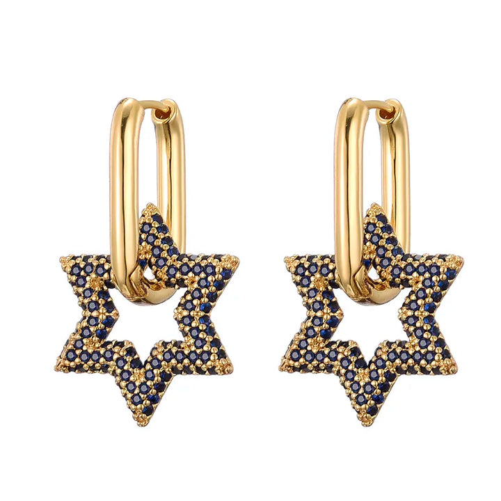 Modeschmuck: Funkelnde Kristallohrringe im Stern-Design. Elegante Damen-Creolen mit Zirkonia für jeden Anlass.