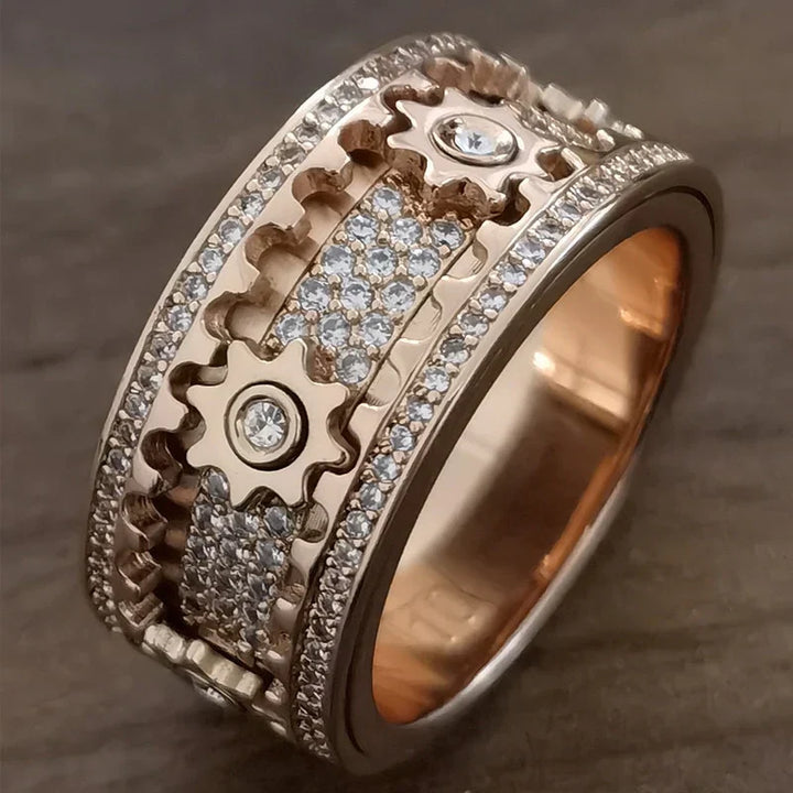 Zeitloser Drehring als Geschenkidee. Unisex Anti-Stress Schmuck in Roségold.