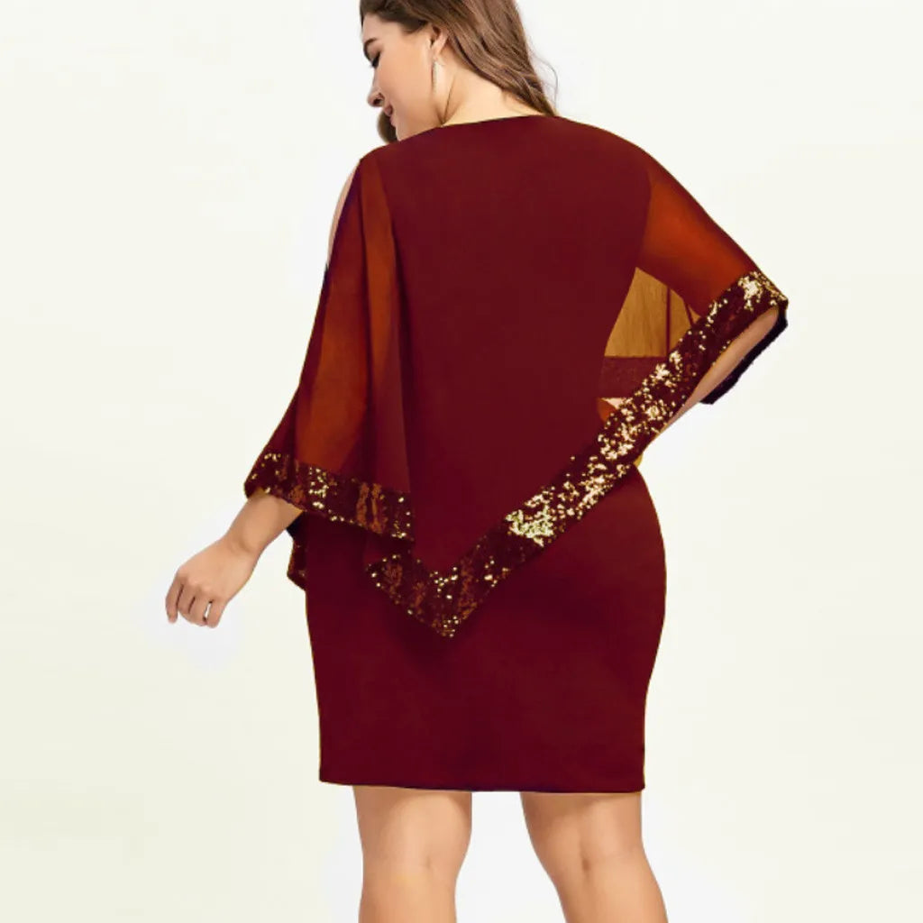 Damen Paillettenkleid Übergröße, in Bewegung, zeigt den Glanz der Pailletten.