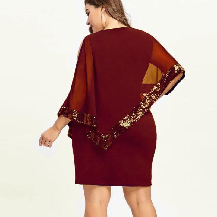 Damen Paillettenkleid Übergröße, in Bewegung, zeigt den Glanz der Pailletten.