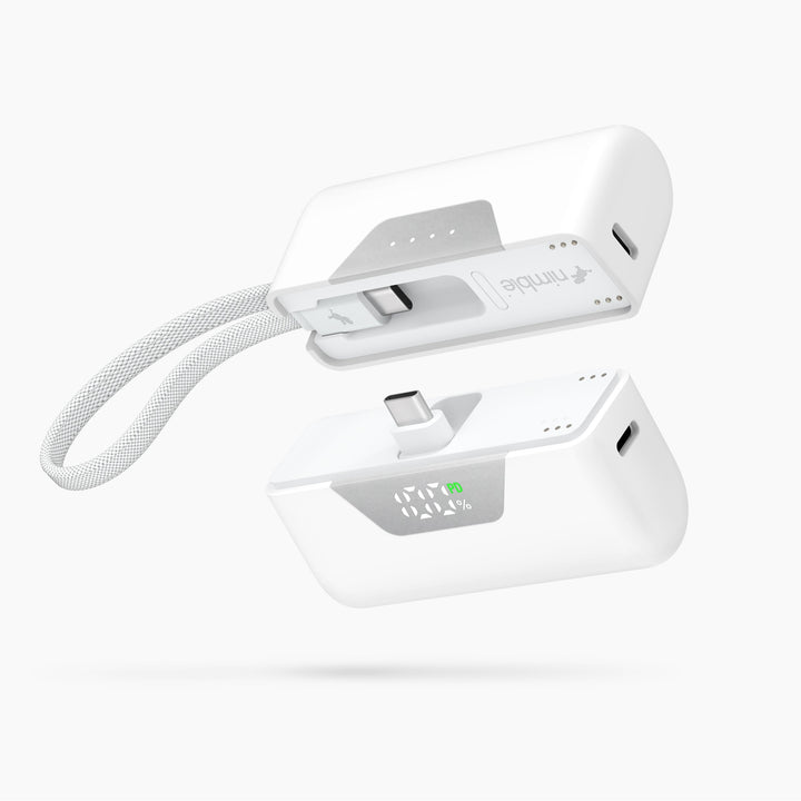 Teilbare 10.000 mAh Powerbank für zwei Geräte, flexibel & magnetisch.