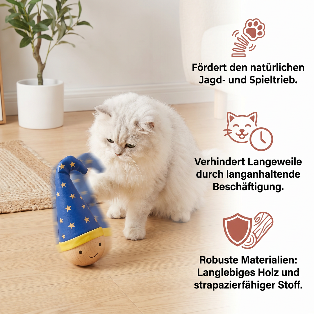 Robustes Katzenspielzeug mit Feder, fördert interaktives Spiel und den natürlichen Jagdinstinkt der Katze.