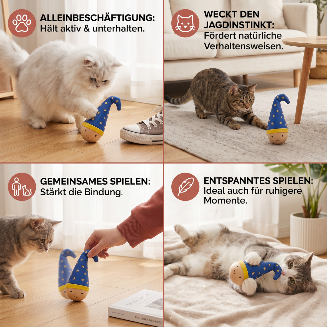 Interaktives Feder-Katzenspielzeug gegen Langeweile, sorgt für Spielspaß und mentale Auslastung der Katze.