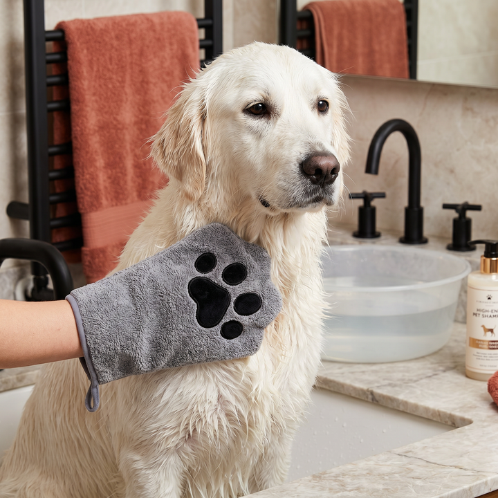 Weiches, schnelltrocknendes Mikrofasertuch für Hunde & Katzen, ideal nach dem Baden.