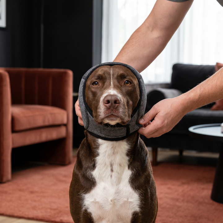 Geräuschdämpfende Hunde Ohrenschützer für Lärmschutz. Ideal gegen Angst bei Gewitter & Silvester.