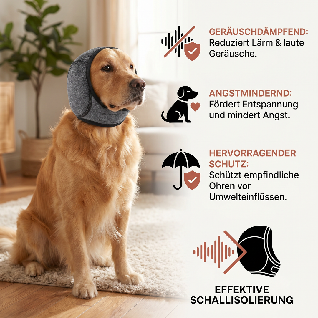 Komfortable Hunde Ohrenschützer. Beruhigendes Hundezubehör für Lärmschutz & Angstlösung.