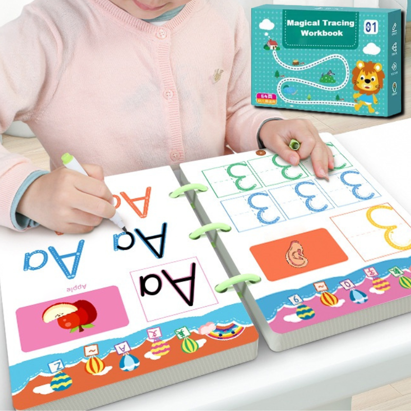 Pädagogisches Schreibübungsheft-Set für Kinder zum Üben von Buchstaben und Zahlen, optimal für die Vorschule.