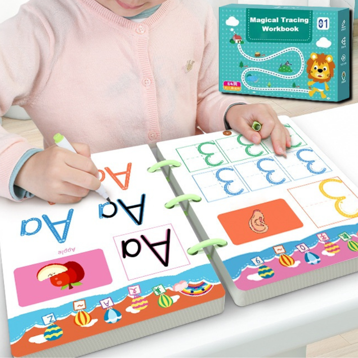 Pädagogisches Schreibübungsheft-Set für Kinder zum Üben von Buchstaben und Zahlen, optimal für die Vorschule.