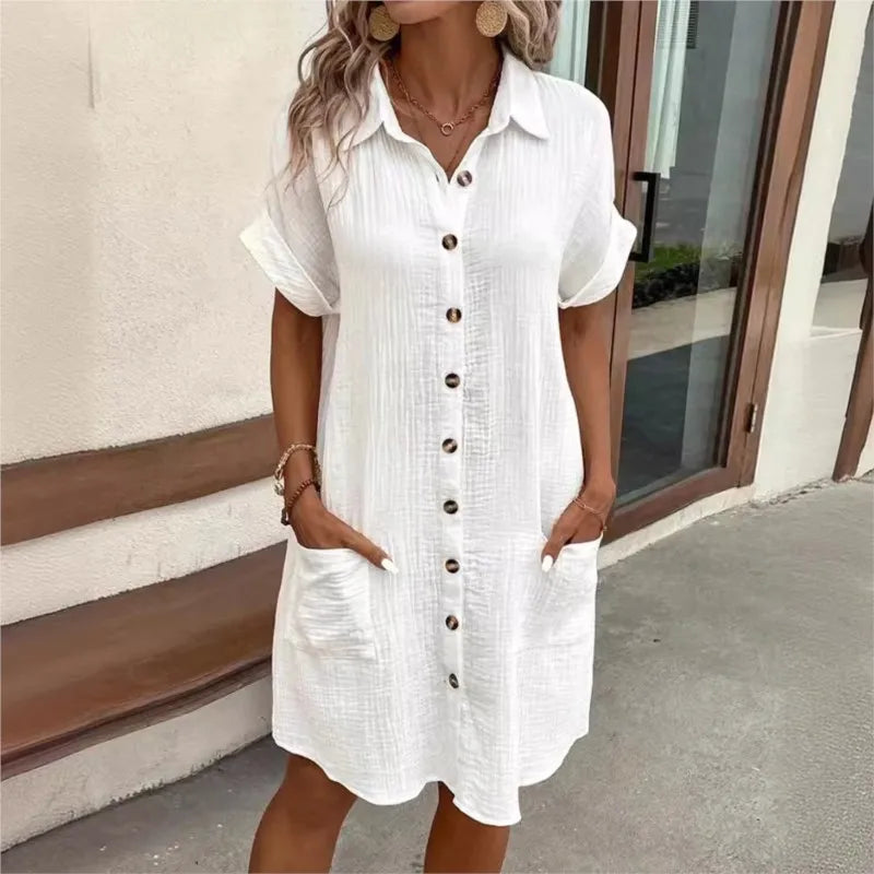 Elegantes Damen Sommerkleid in leichtem Schnitt für heiße Tage. Perfekt für Frühling & Sommer Freizeit.